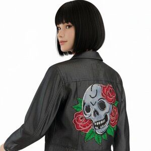 Hand Painted Up Cycled Denim Jacket Size Small